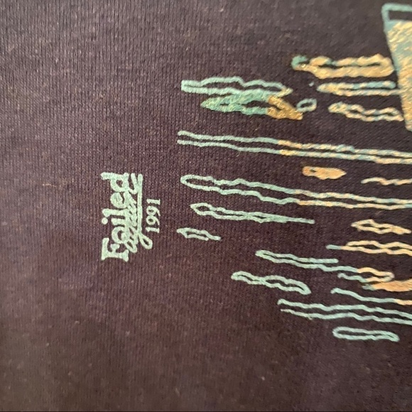 Vintage Hanes Blue Foiled Again 1991 Sailing Graphic T-Shirt Size Medium - Picture 3 of 8